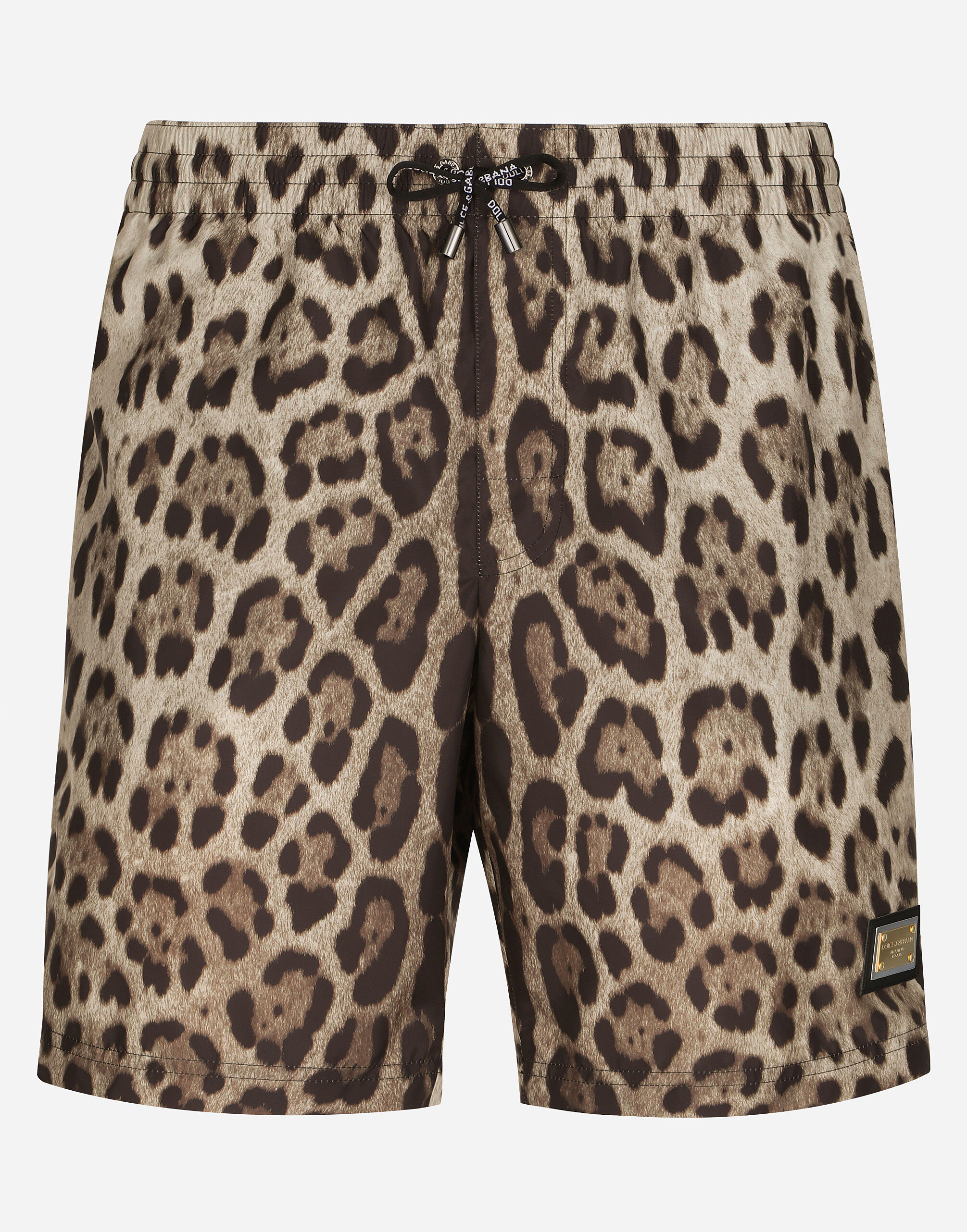 Dolce & Gabbana Mid-length swim trunks with leopard print Animal Print M4E47TONO07