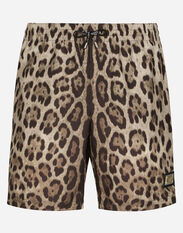 Dolce & Gabbana Mid-length swim trunks with leopard print Animal Print GXP80TJAHJN