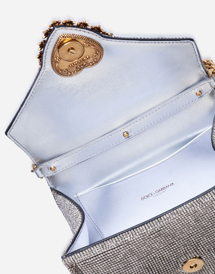 Dolce & Gabbana DEVOTION 小号水钻与 MORDORÉ 纳帕皮革手袋 银色 BB6711AK829