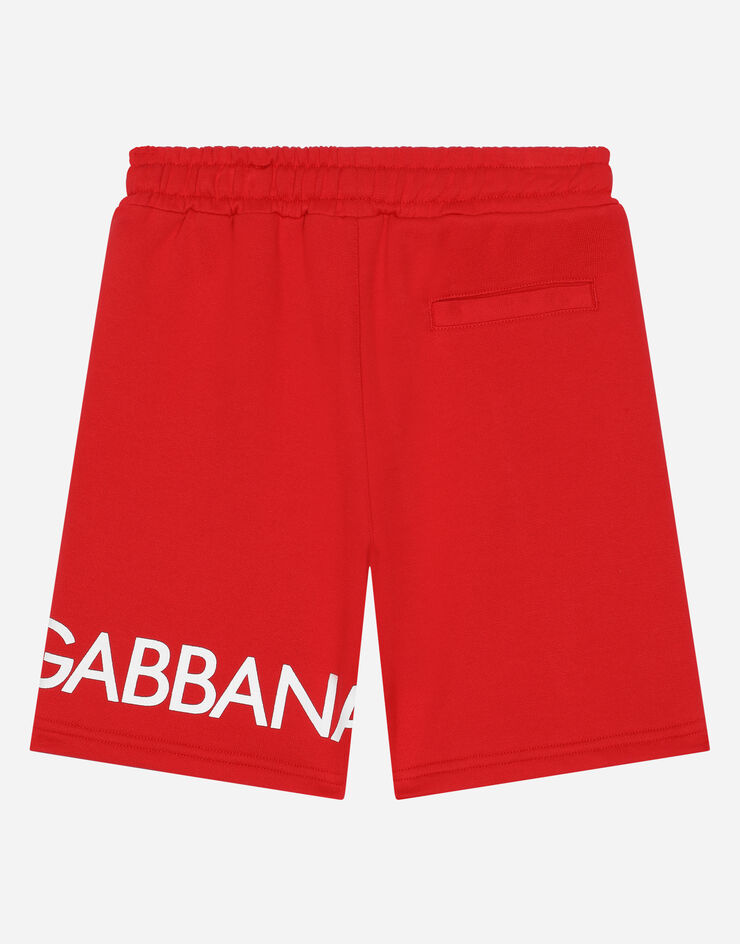 Dolce & Gabbana Jersey jogging shorts with logo print Red L4JQP2G7IXP