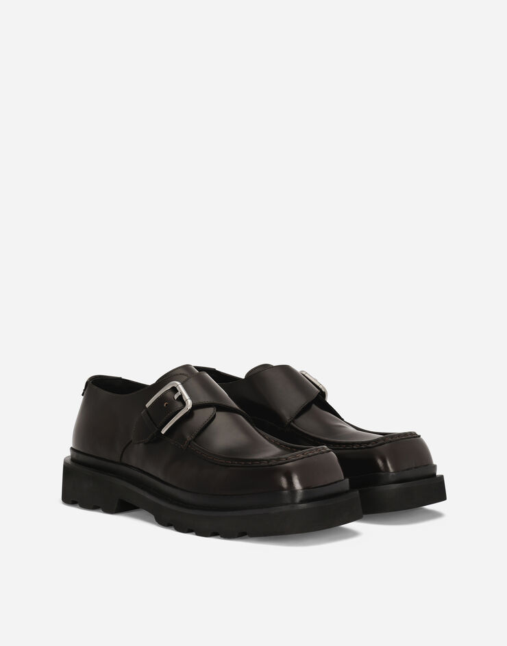 Dolce & Gabbana Brushed calfskin monkstrap shoes Brown A10792A1203