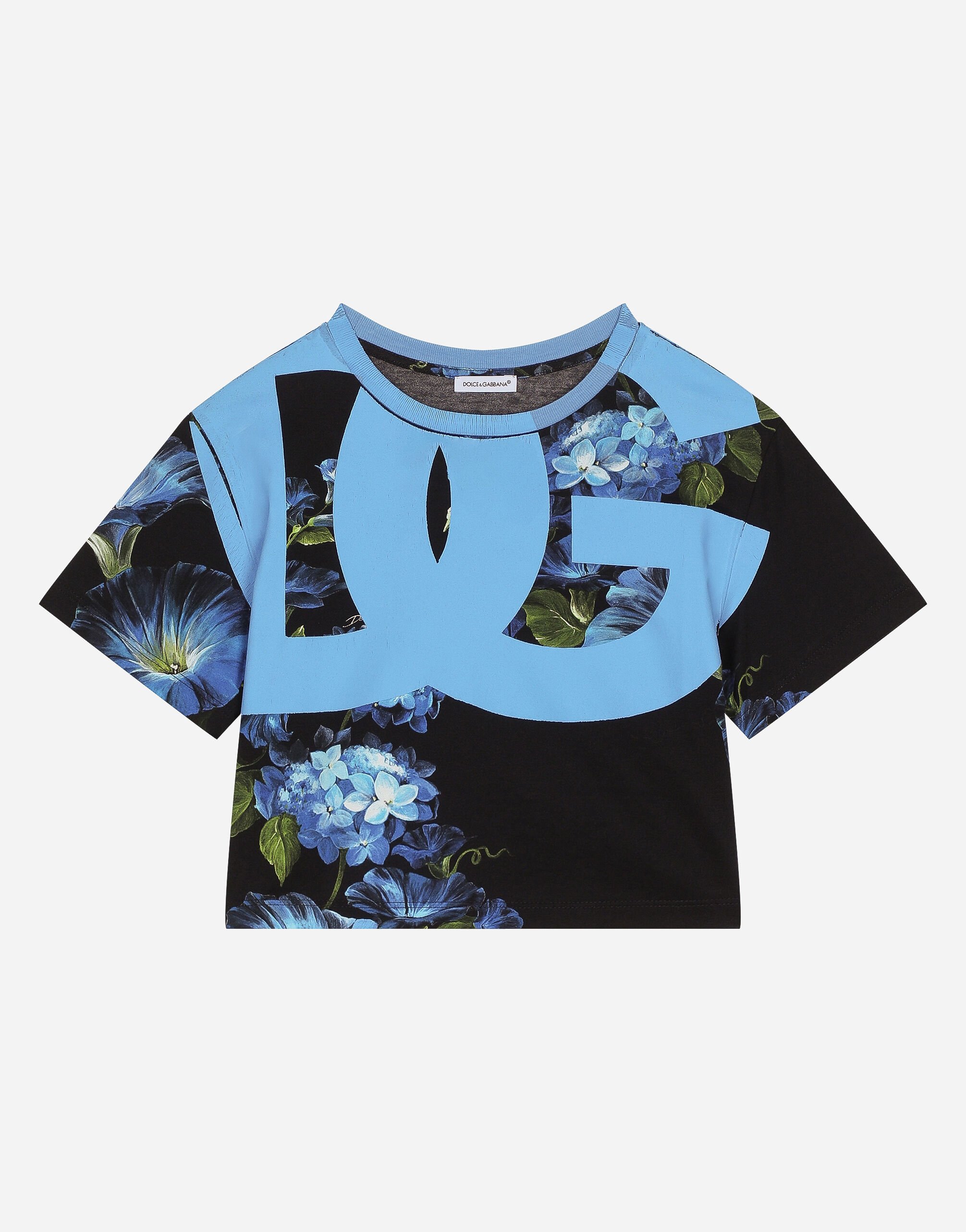 Dolce & Gabbana Jersey T-shirt with bluebell print Print L5JTMEG7K4F