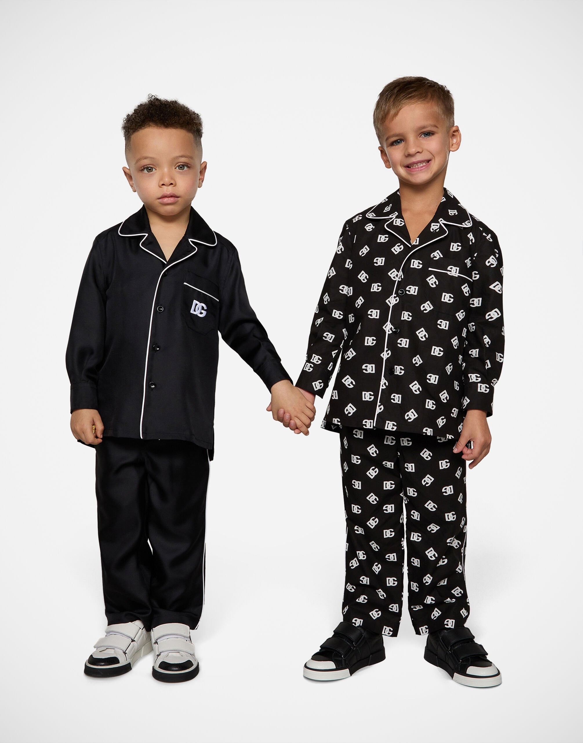 Poplin pajama trousers with DG logo print in Multicolor for Boys Dolce Gabbana
