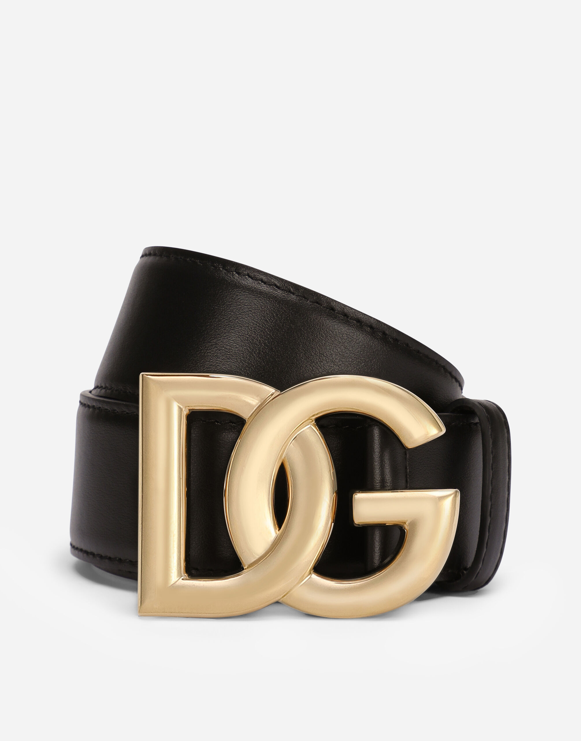 Dolce & Gabbana Calfskin belt with DG logo Schwarz BI1261AW576