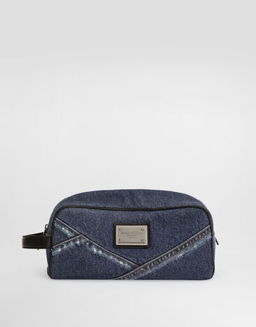 Dolce & Gabbana Denim patchwork necessaire Blue BT0989AY768