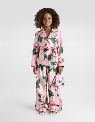 Dolce & Gabbana Twill shirt with rose print Print L56S29IS1X8