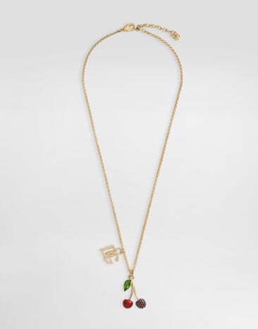 Dolce&Gabbana Necklace with DG logo and cherry charms Gold WNP6C1W1111