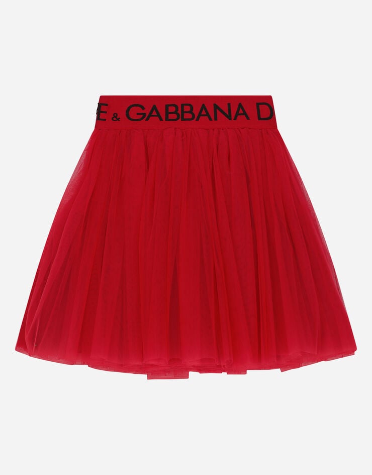 Dolce & Gabbana 徽标弹力饰带多层薄纱迷笛半裙 红 L54I59HLM0U