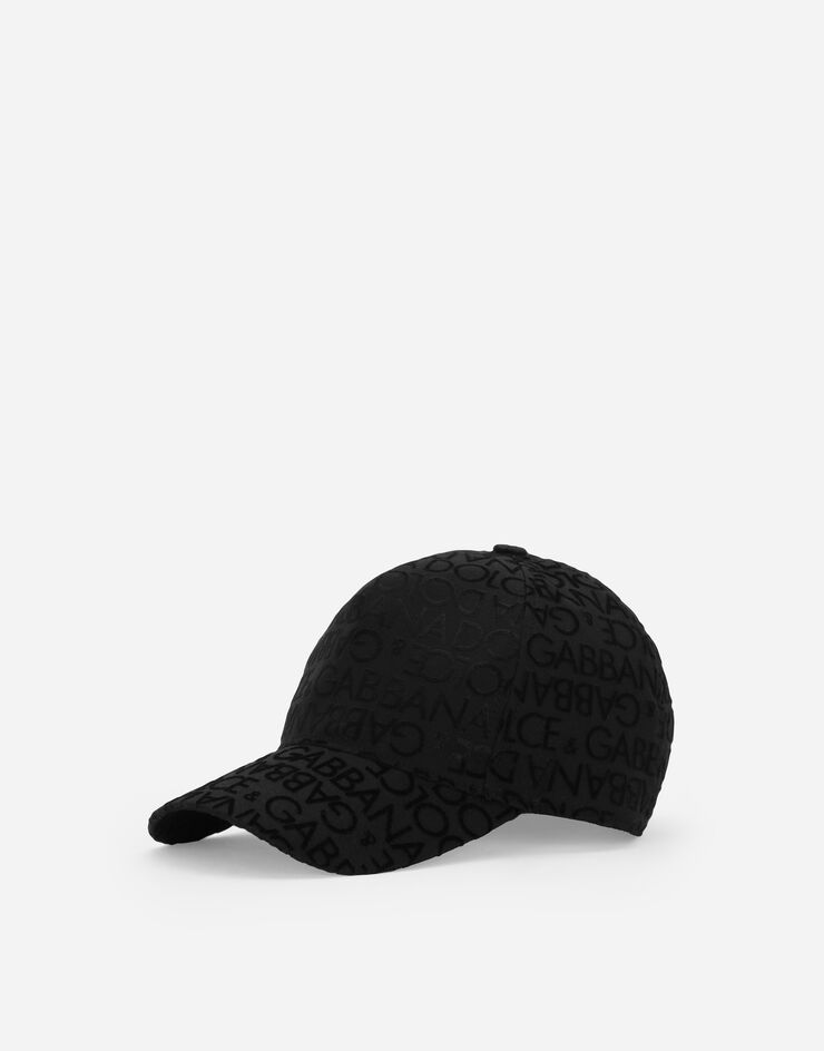 Dolce&Gabbana Cotton baseball cap with flocked logo Black GH706AGH088