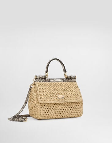 Dolce & Gabbana Small Sicily handbag in crochet raffia Neutral BB6003A2Y84