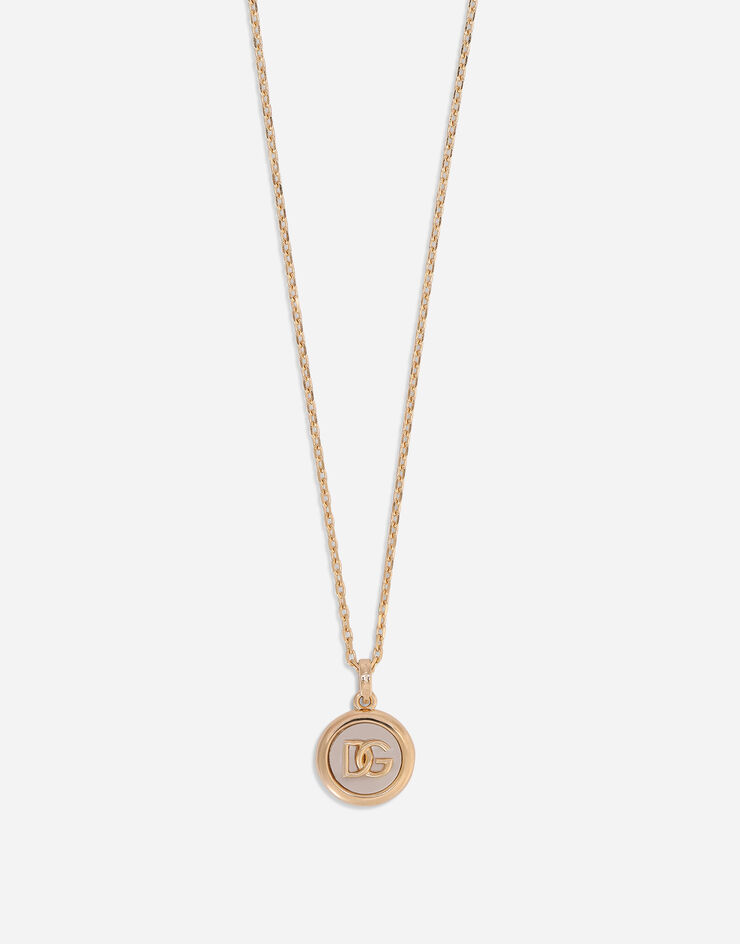 Dolce & Gabbana Necklace with mother-of-pearl DG logo pendant Gold WNN5B7W1111