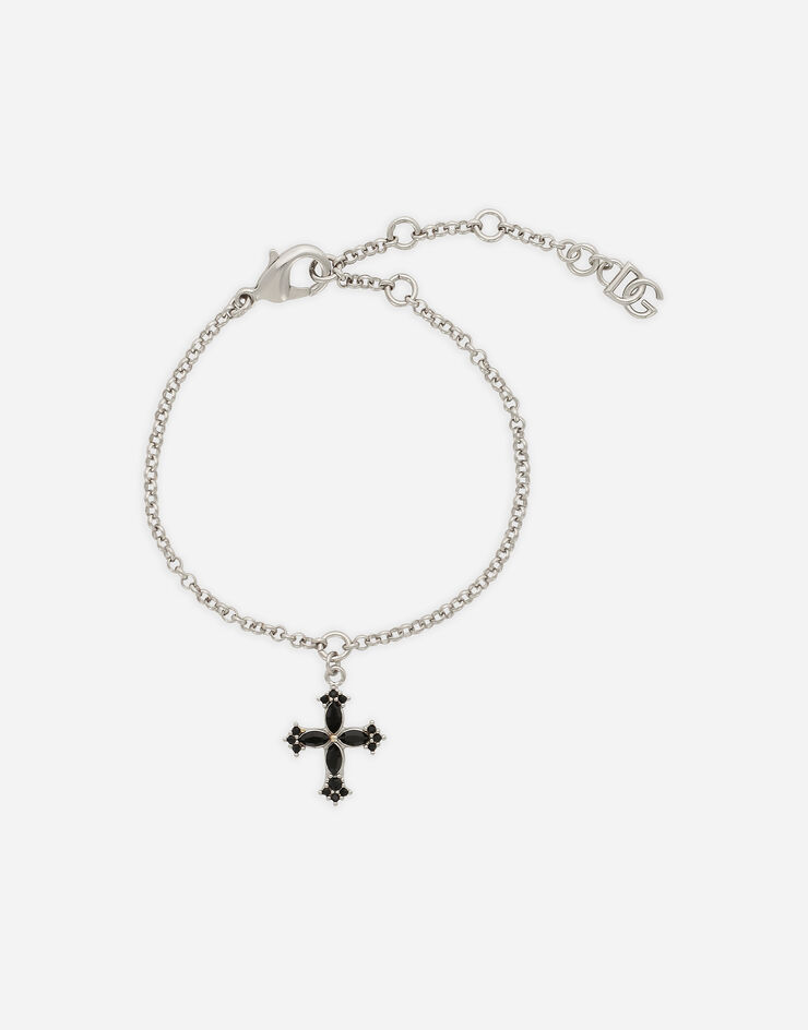 Dolce & Gabbana Тонкий браслет-цепочка с подвеской-крестом серебристый WBQ4S2W1111