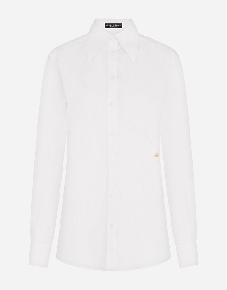 Dolce & Gabbana Poplin shirt with DG logo White F5I57TFU5T9