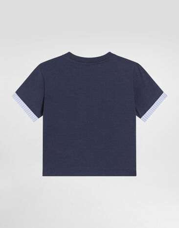 Dolce & Gabbana Jersey T-shirt with Dolce&Gabbana logo Blue L1JTIHG7OJ3