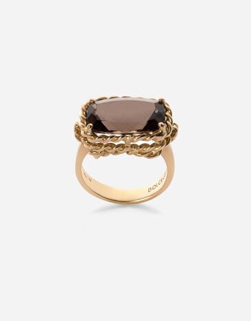 Dolce & Gabbana Anna ring in yellow 18kt gold with smoky quartz Gold WRFA1GWQA00