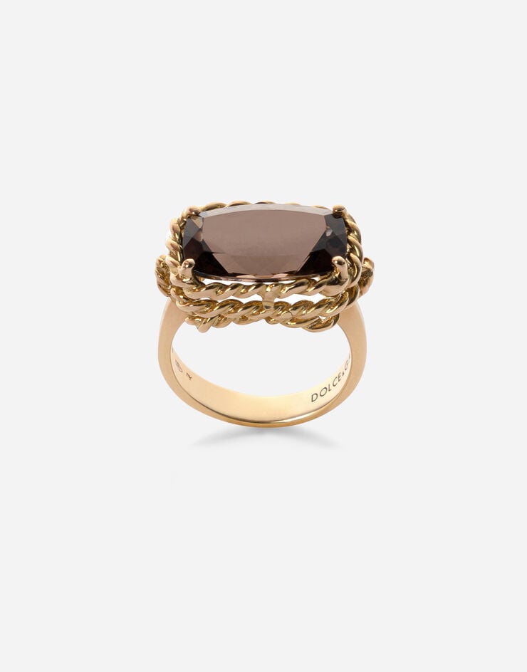 Dolce & Gabbana Anna ring in yellow 18kt gold with smoky quartz Gold WRFA1GWQA00