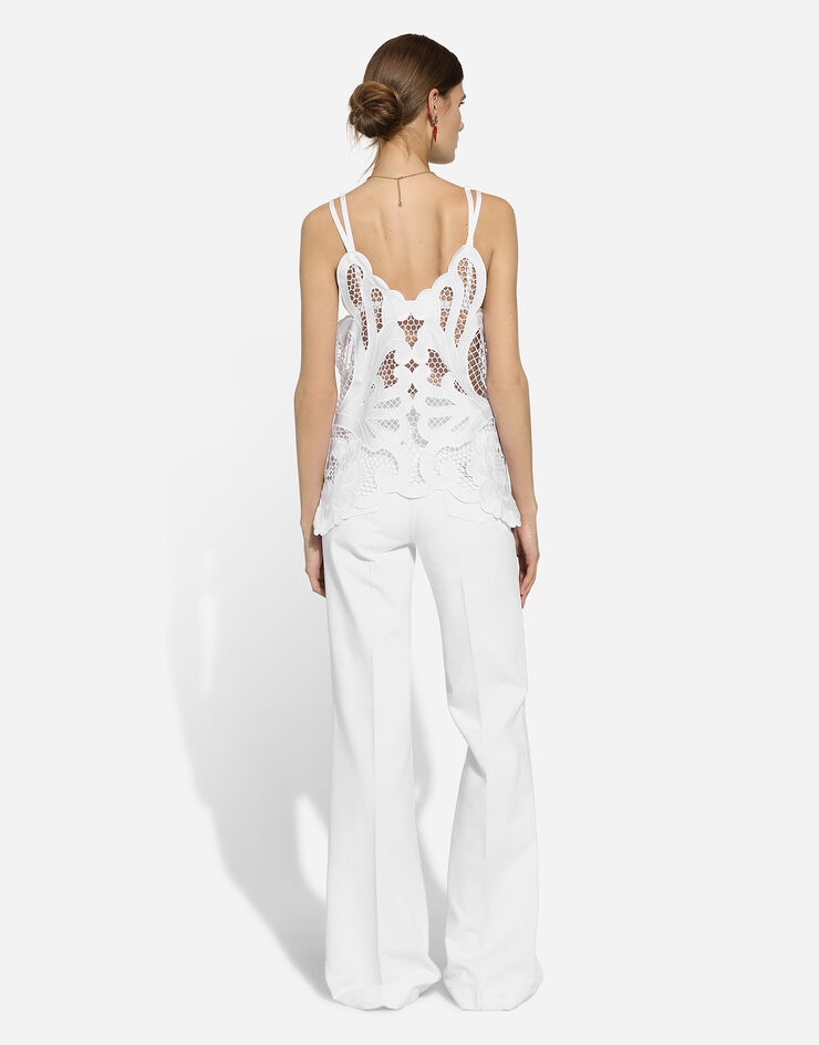 Dolce & Gabbana Top de algodón con bordado cut-out Blanco F7AB6ZGDCJ8