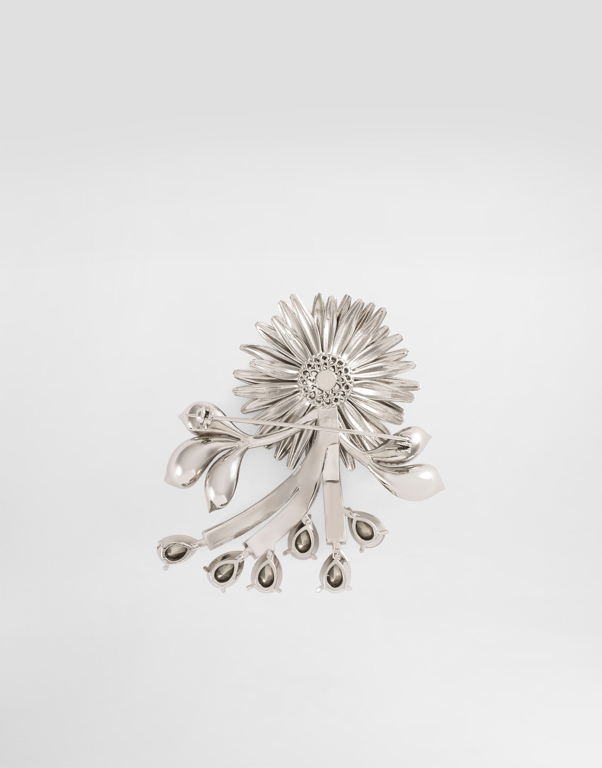Silverのメンズ Flower brooch with rhinestones | Dolce&Gabbana®
