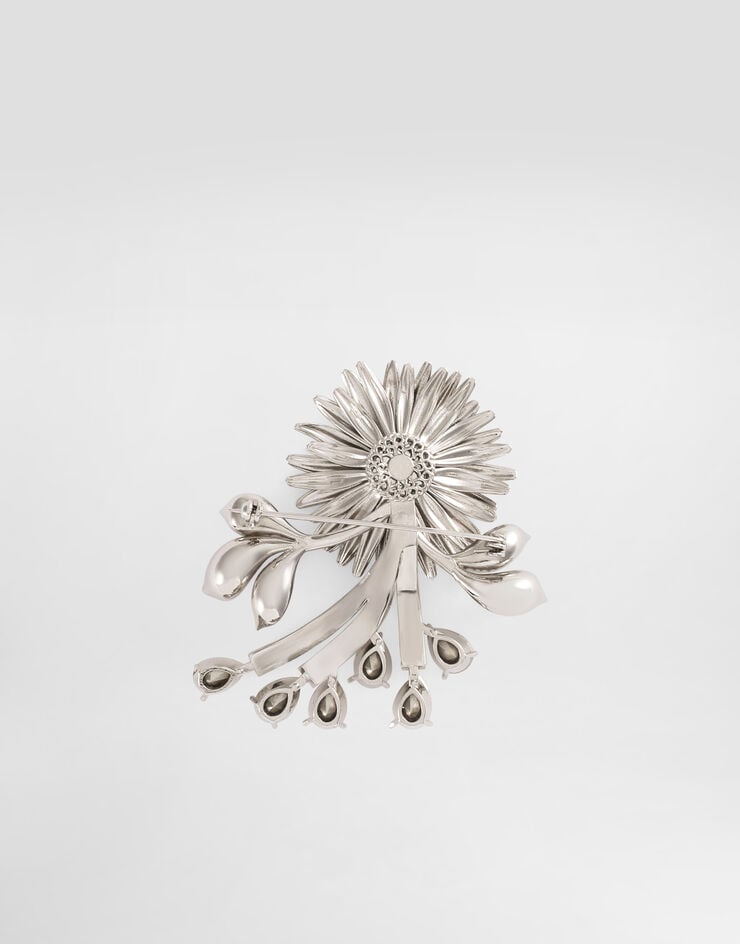 Dolce & Gabbana Flower brooch with rhinestones Silver WPR7F2W1111