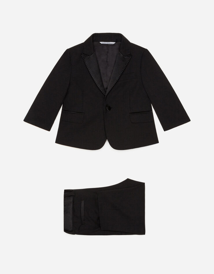Dolce & Gabbana 弹力羊毛帆布单排扣礼服套装 黑 L11U49FUBBG