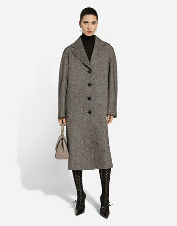 Dolce & Gabbana Single-breasted wool herringbone coat Multicolor F0F1NTFCMC3
