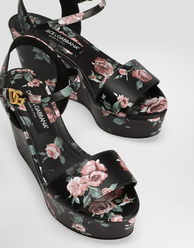 Dolce & Gabbana Cuña de piel con estampado de rosas Dolce & Gabbana Cuña de piel con estampado de rosas Multicolor CZ0334AZ046