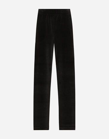 Dolce & Gabbana Cotton chenille jogging pants with DG logo Black FTC7VZGDCNX