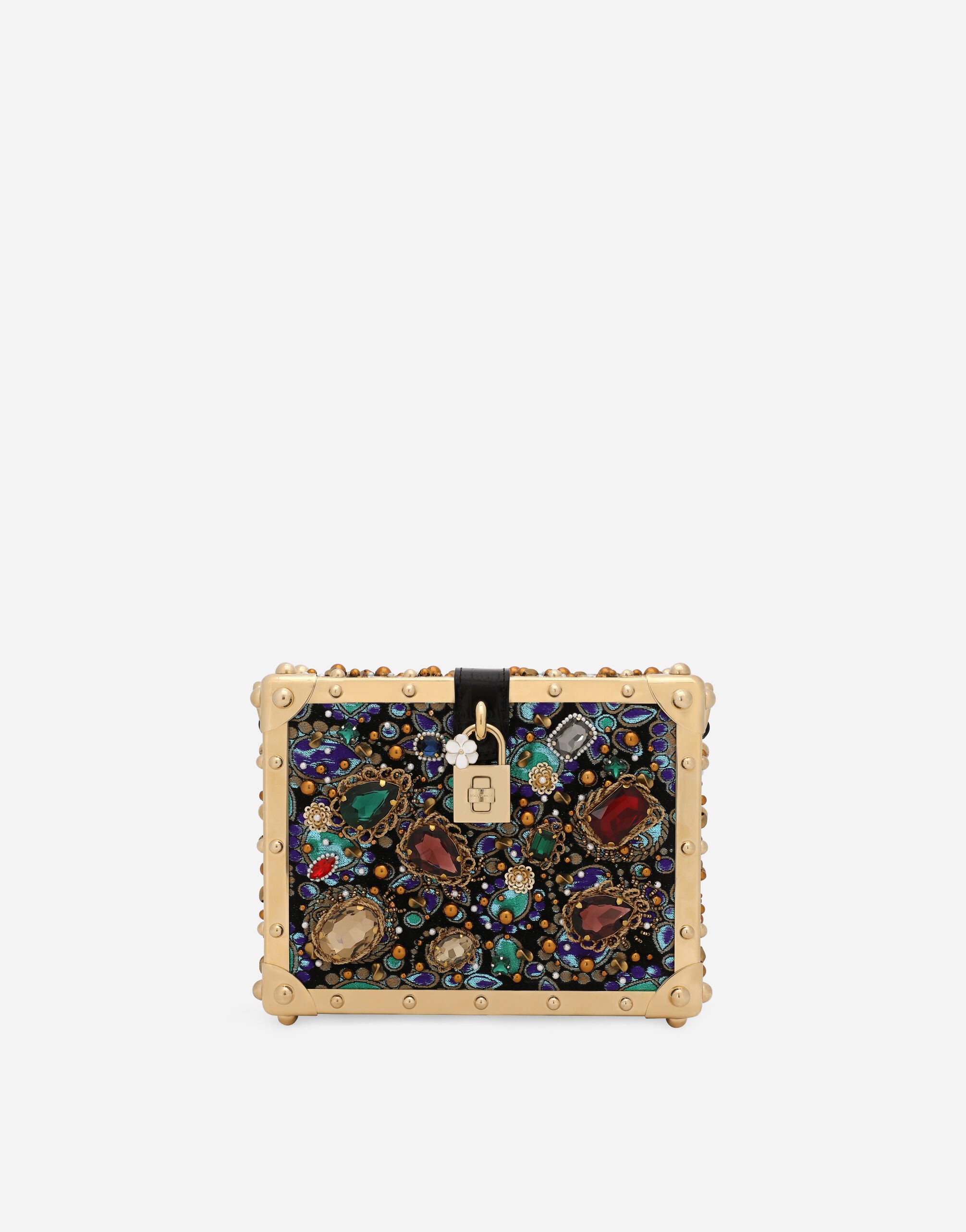 Dolce & Gabbana Tasche Dolce Box aus Jacquardgewebe mit Stickereien Black BB7625AU640