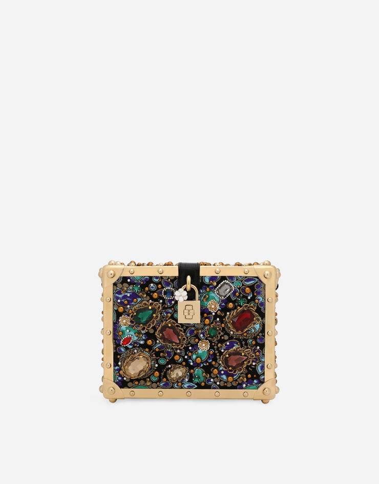 Dolce & Gabbana Jacquard Dolce Box bag with embroidery Multicolor BB7165AY583