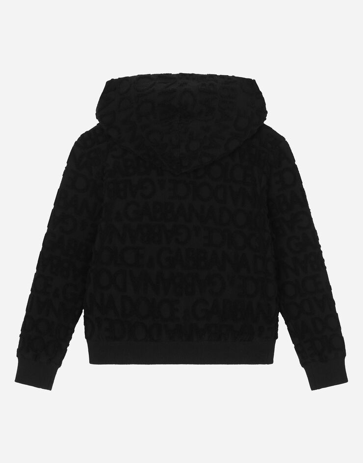 DolceGabbanaSpa Zip-up hoodie with jacquard logo Black L4JWITFJ7D7