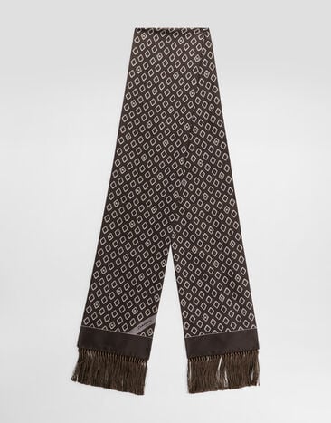 Dolce & Gabbana Silk twill scarf with micro-design and logo Multicolor GQ209EG0WUH