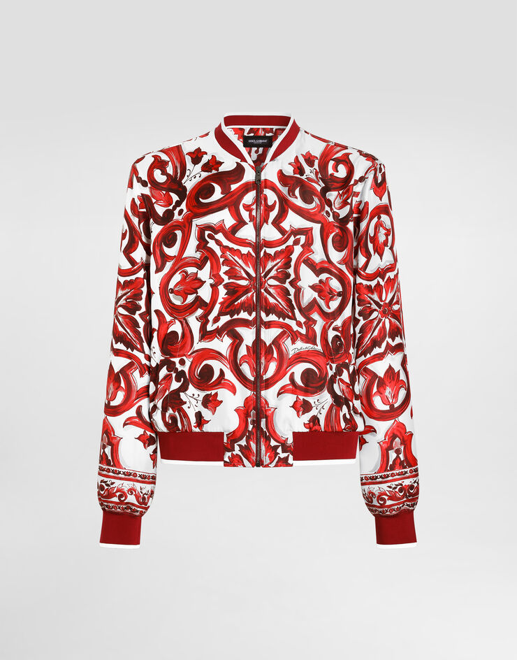 Dolce & Gabbana Majolica-print twill bomber jacket Multicolor G9BLMTHI13D