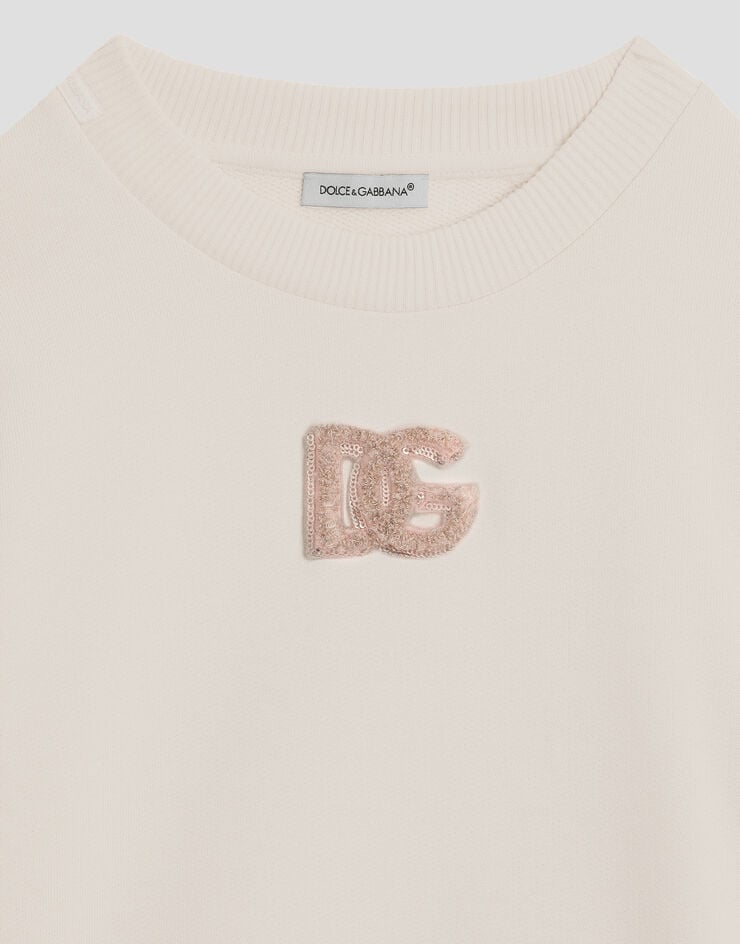 Dolce & Gabbana Sweatshirt with DG sequin patch Pink L5JWBUG7PKQ
