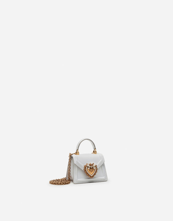 Dolce & Gabbana Micro bag Devotion aus glattem kalbsleder WEISS BI1400AV893