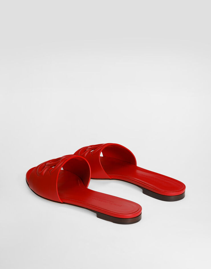 Dolce & Gabbana Mules en cuir de veau à logo DG Rouge CQ0436AY329