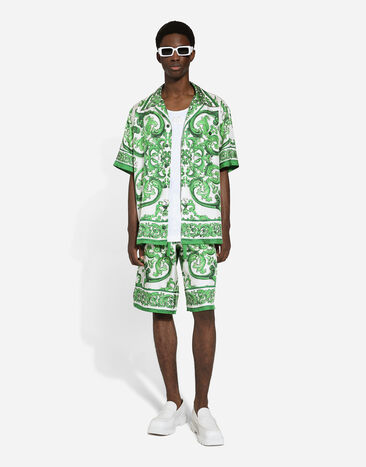 Dolce & Gabbana Silk twill Hawaiian shirt with majolica print Print G5JH9THI1S6