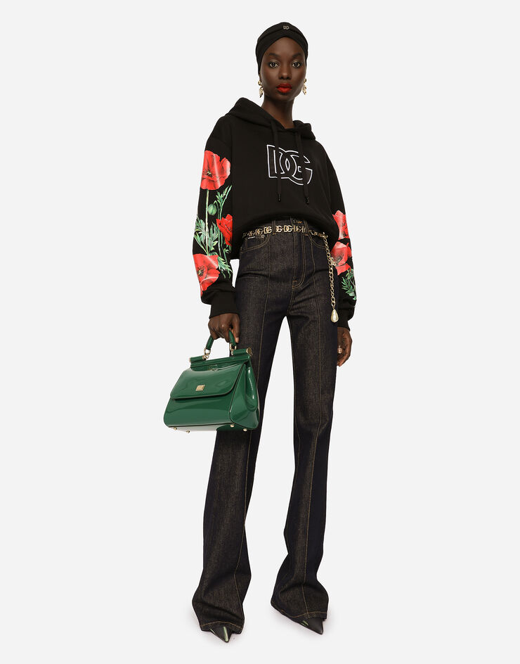 【Dolce & Gabbana】ロゴタグが付き ジャージーパーカー DOLCE&GABBANA ロゴプレートプリント フード付 スウェットパーカ