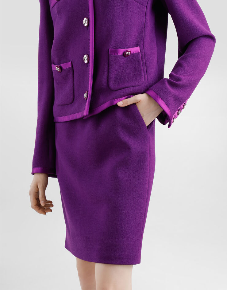 Dolce & Gabbana Gonna midi a tubino in crêpe di lana Viola F4C1ETFU2TZ
