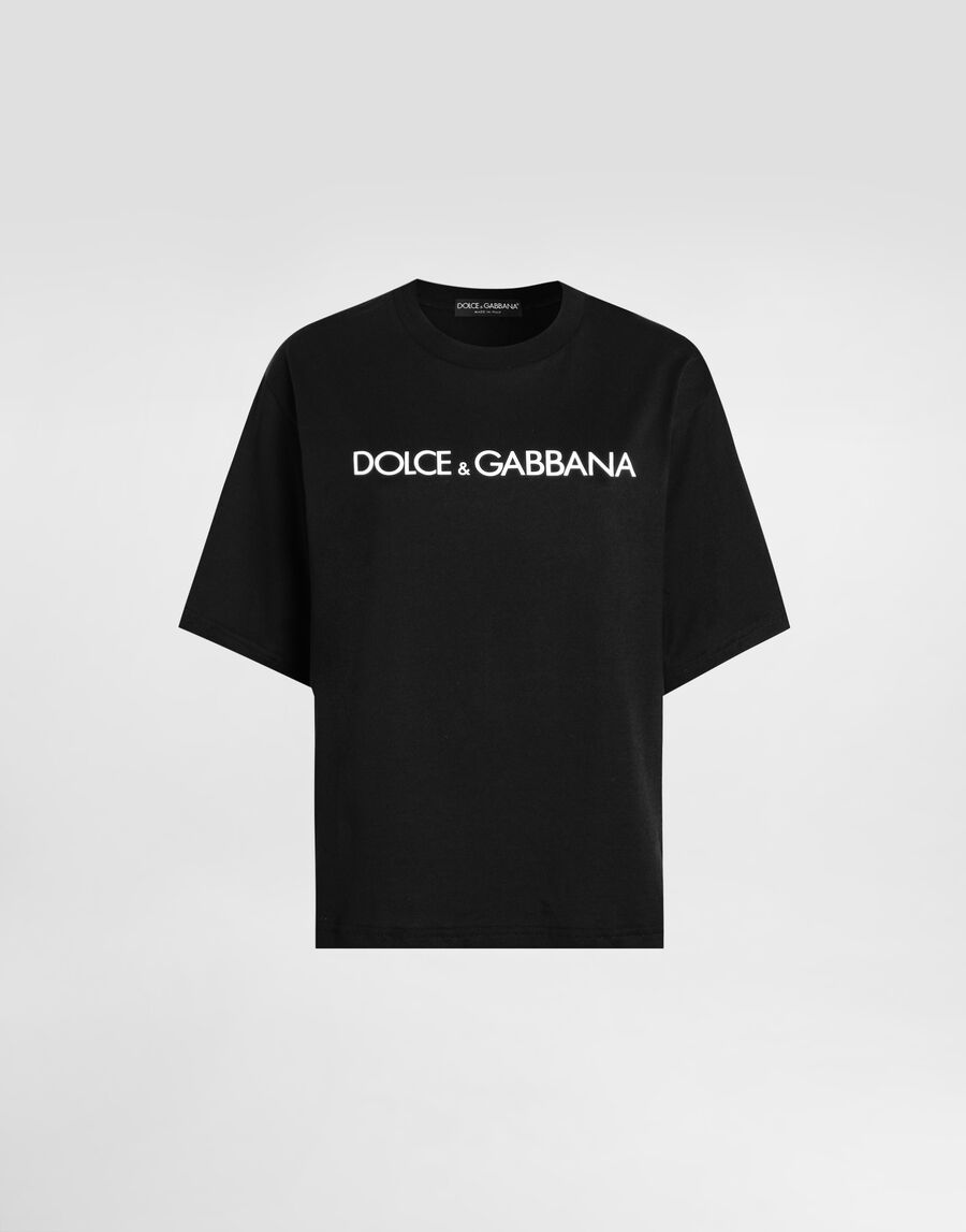 Short-sleeved cotton T-shirt with Dolce&Gabbana lettering