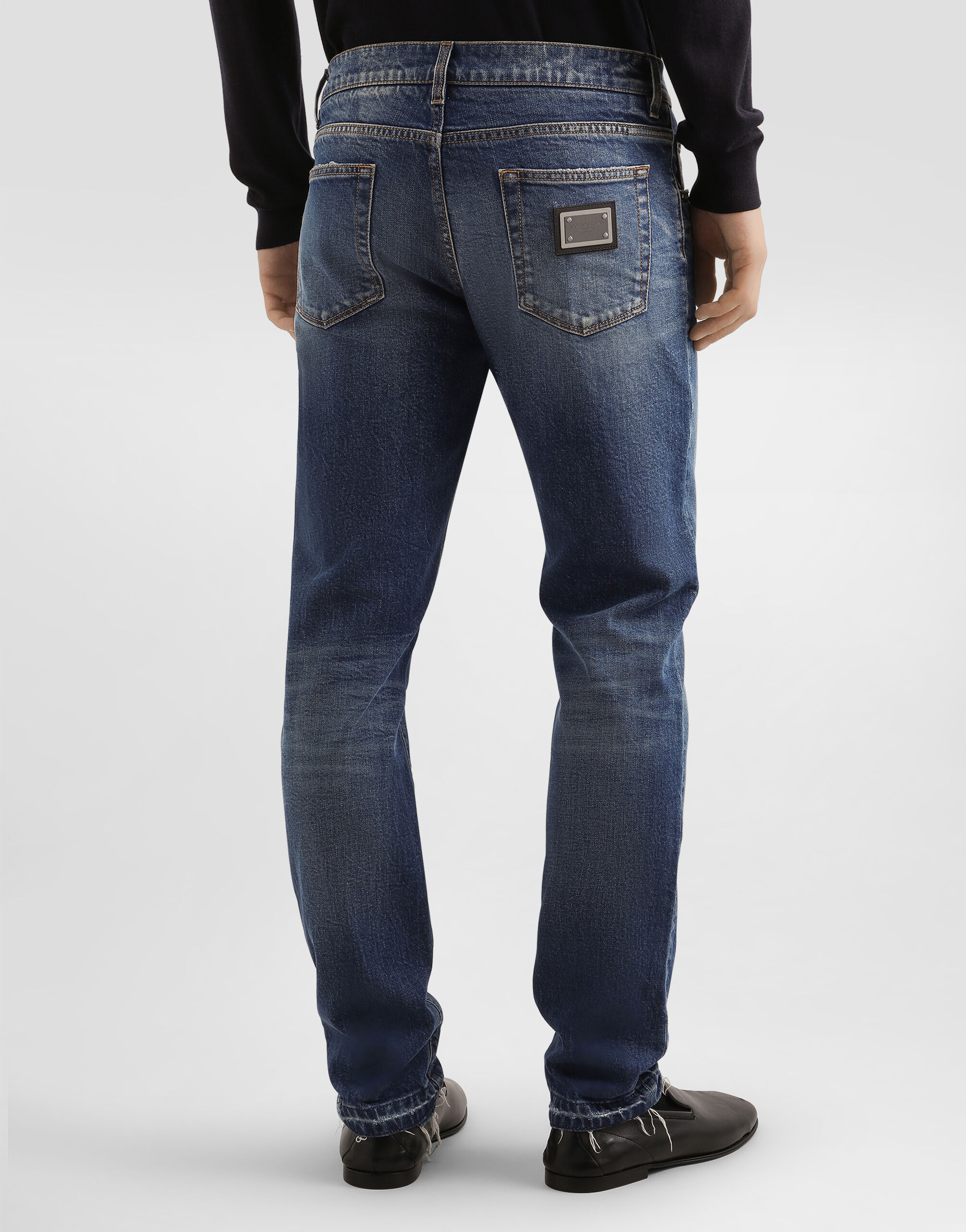 Slim-fit stretch cotton jeans in Multicolor for Men