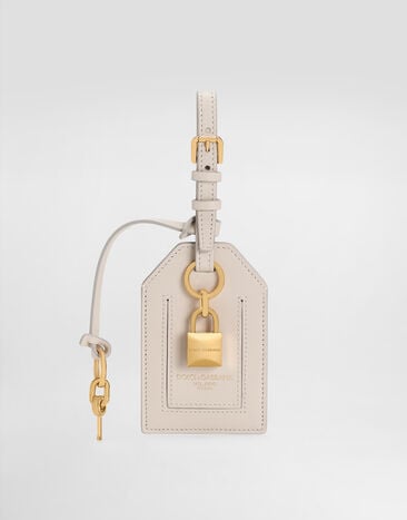 Dolce & Gabbana Брелок для ключей из телячьей кожи плонже бежевый BI3417A9S25