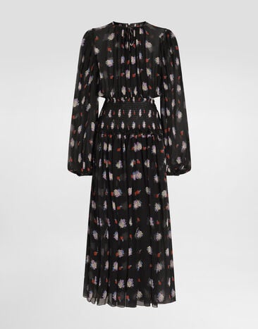 Dolce & Gabbana Small floral-print long chiffon dress Multicolor F60GNTIS10Y
