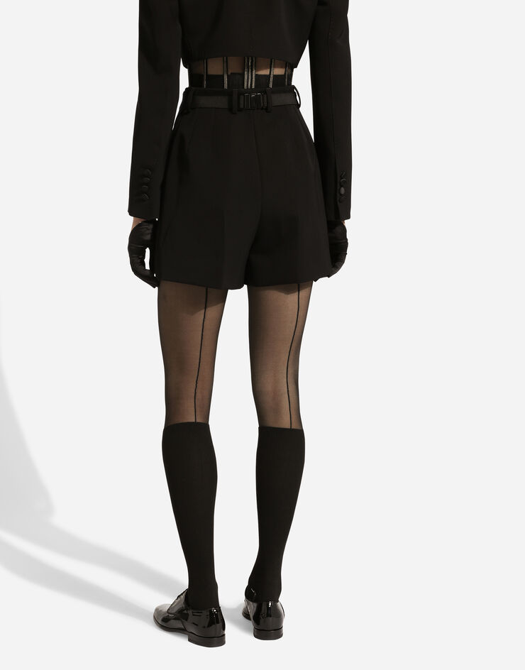 Dolce & Gabbana Wool gabardine tuxedo shorts Black FTC78TFU21E