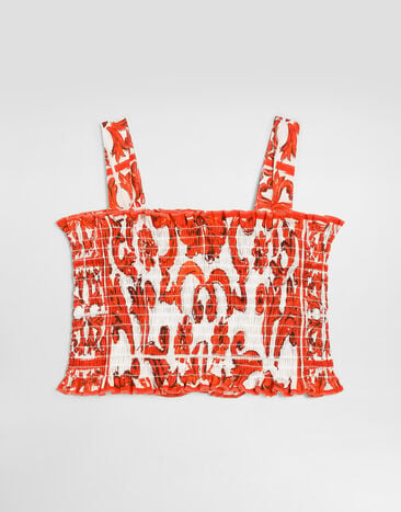 Dolce & Gabbana Majolica-print poplin top Multicolor L51N78G7P4J