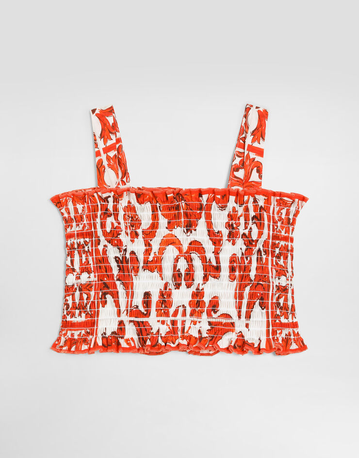 Dolce & Gabbana Majolica-print poplin top Multicolor L51N78G7P4J