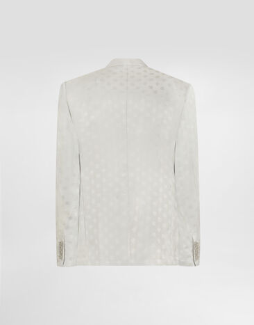 Dolce & Gabbana Veste croisée Sicilia light en soie jacquard Gris G2VD4TFJ1JY