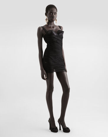Dolce & Gabbana Draped tulle minidress Black F6TUPTHLUAC