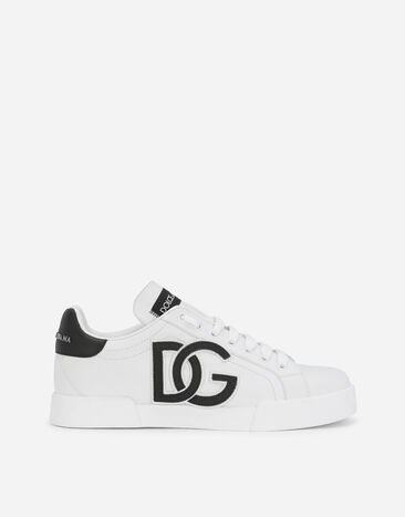 Dolce & Gabbana Calfskin Portofino sneakers with DG logo Blue CK2288A6N32