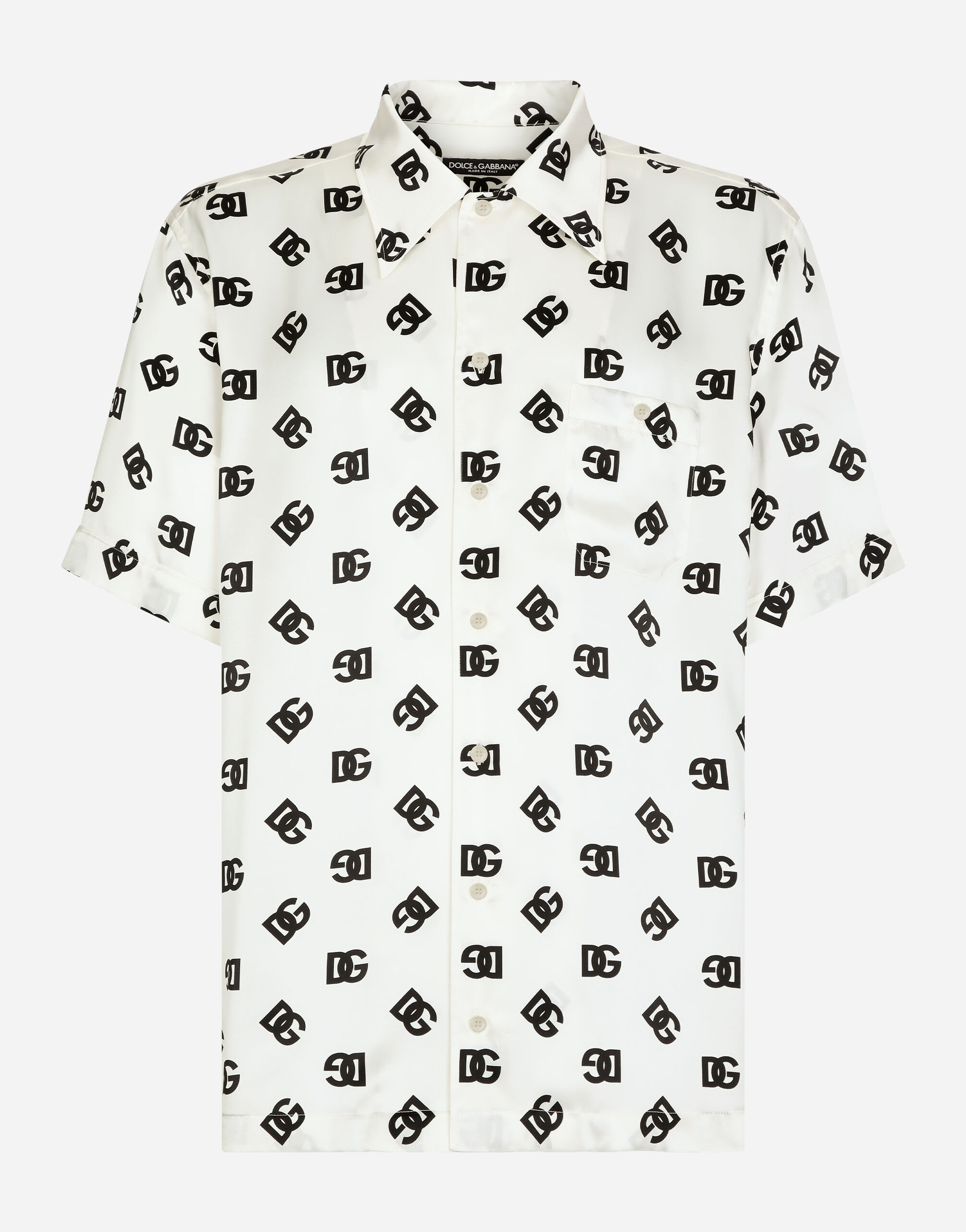 Dolce & Gabbana Hawaiihemd aus Seide Print DG Monogram Mehrfarbig GXZ11TJBSHI