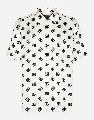 Dolce & Gabbana DG 모노그램 프린트 실크 하와이안 셔츠 멀티 컬러 GXZ11TJBSHI